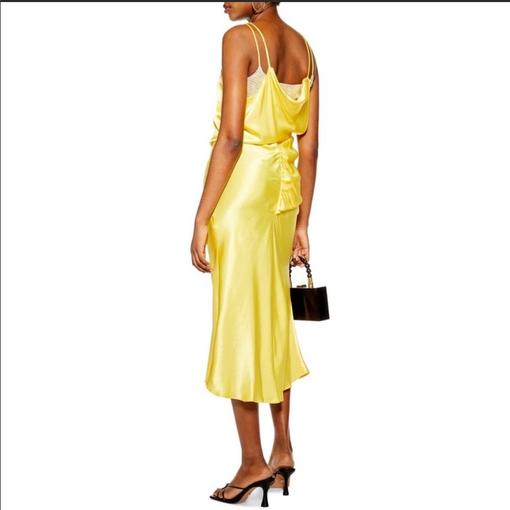 Topshop NWT Yellow Satin Slip on Dress Sz 6 - Picture 2 of 12
